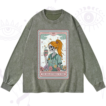 Purplehecate The Registered Nurse Skeleton Tarot Washed Long Sleeve Shirt
