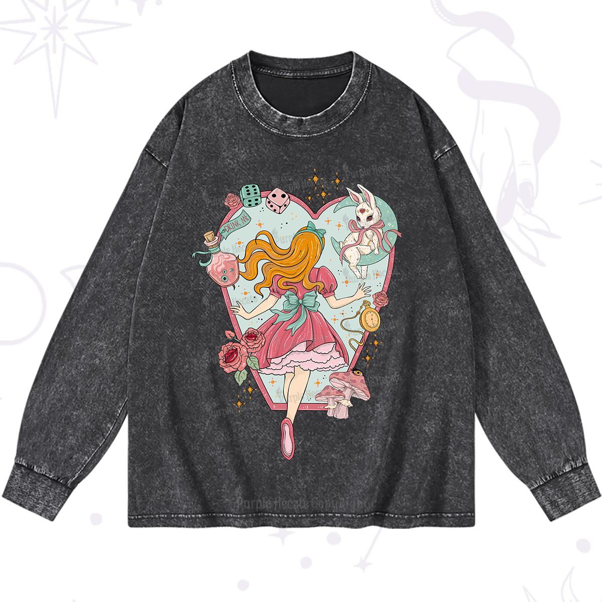 Purplehecate Alice's Secret Garden Washed Long Sleeve Shirt