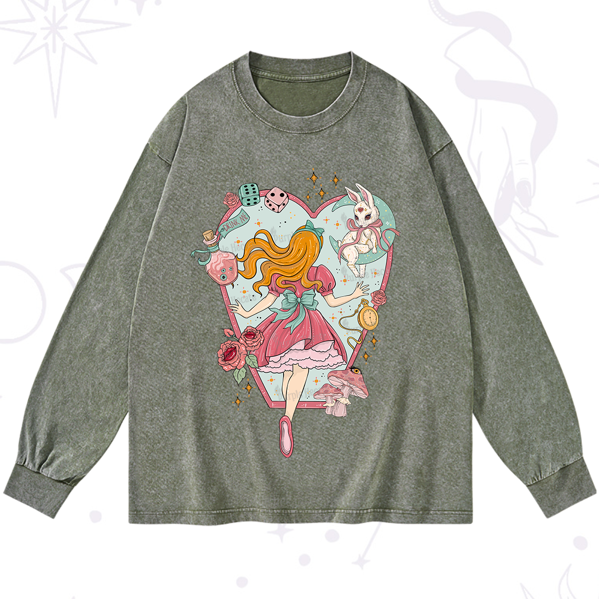 Purplehecate Alice's Secret Garden Washed Long Sleeve Shirt