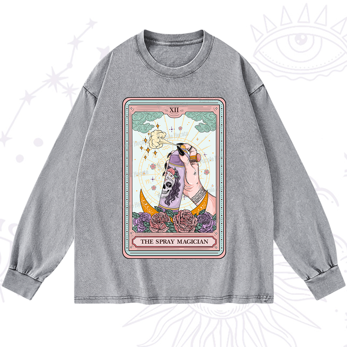 Purplehecate The Spray Magician Tarot Card Washed Long Sleeve Shirt