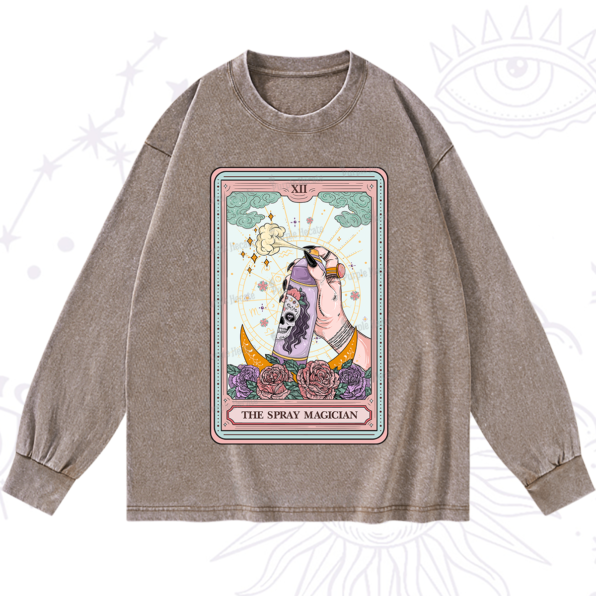 Purplehecate The Spray Magician Tarot Card Washed Long Sleeve Shirt