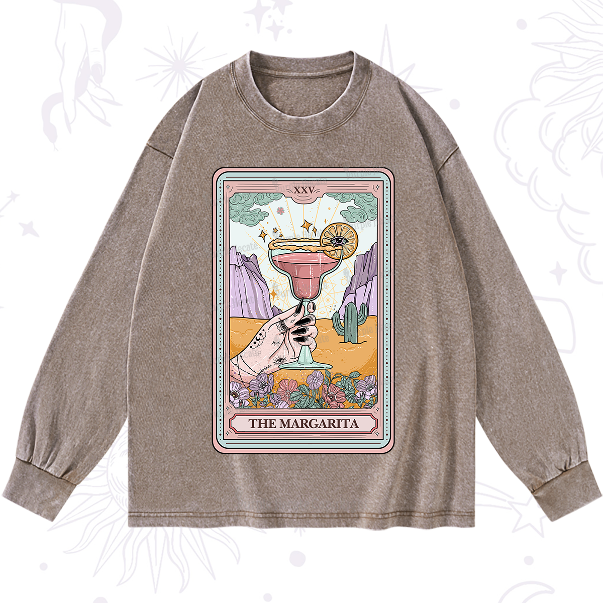 Purplehecate The Margarita Tarot Card Washed Long Sleeve Shirt