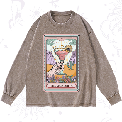 Purplehecate The Margarita Tarot Card Washed Long Sleeve Shirt