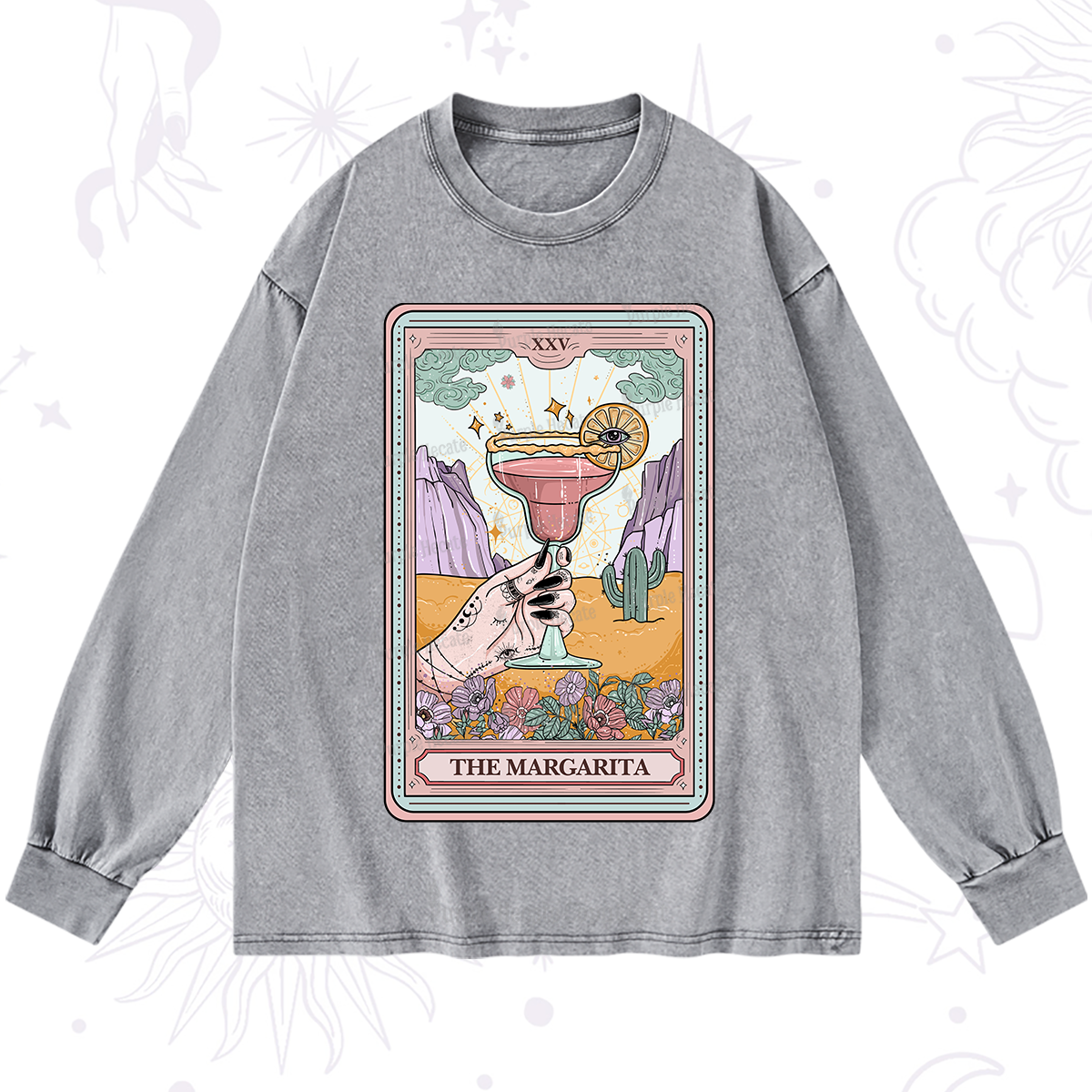 Purplehecate The Margarita Tarot Card Washed Long Sleeve Shirt