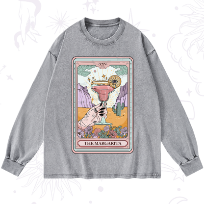 Purplehecate The Margarita Tarot Card Washed Long Sleeve Shirt