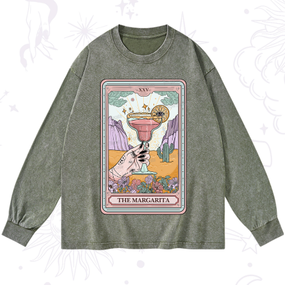 Purplehecate The Margarita Tarot Card Washed Long Sleeve Shirt
