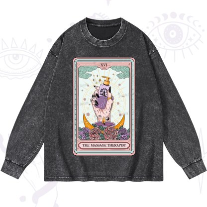 Purplehecate The Massage Therapist Tarot Card Washed Long Sleeve Shirt