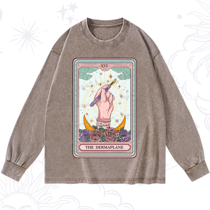 Purplehecate The Dermaplane Tarot Card Washed Long Sleeve Shirt