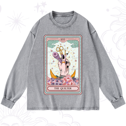 Purplehecate The Quilter Tarot Card Washed Long Sleeve Shirt