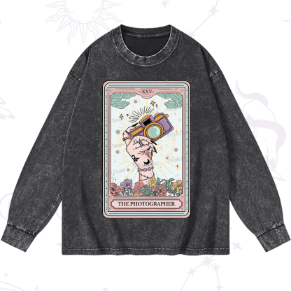 Purplehecate The Photographer Tarot Card Washed Long Sleeve Shirt