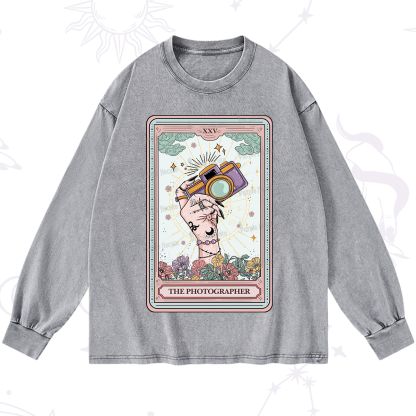 Purplehecate The Photographer Tarot Card Washed Long Sleeve Shirt