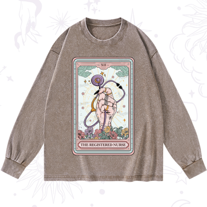 Purplehecate The Registered Nurse Tarot Card Washed Long Sleeve Shirt