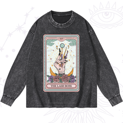 Purplehecate The Lash Boss Tarot Card Washed Long Sleeve Shirt