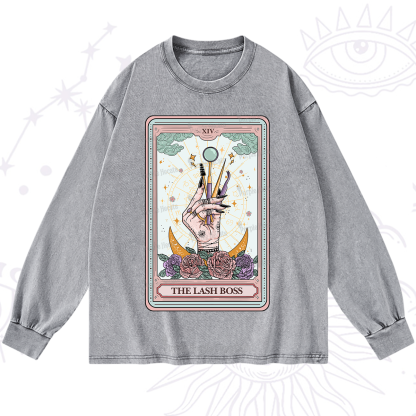 Purplehecate The Lash Boss Tarot Card Washed Long Sleeve Shirt