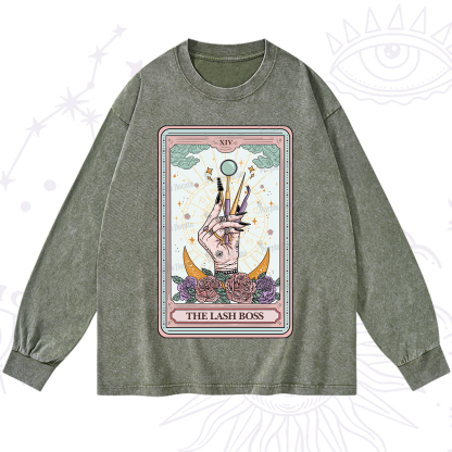 Purplehecate The Lash Boss Tarot Card Washed Long Sleeve Shirt