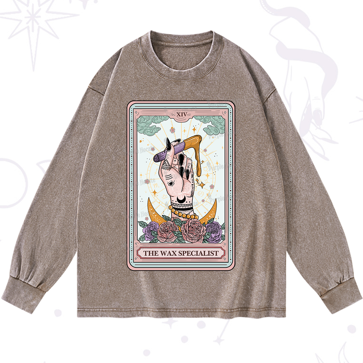 Purplehecate The Wax Specialist Tarot Card Washed Long Sleeve Shirt