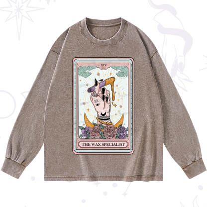 Purplehecate The Wax Specialist Tarot Card Washed Long Sleeve Shirt