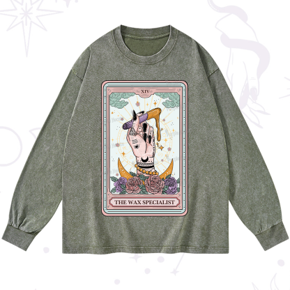 Purplehecate The Wax Specialist Tarot Card Washed Long Sleeve Shirt