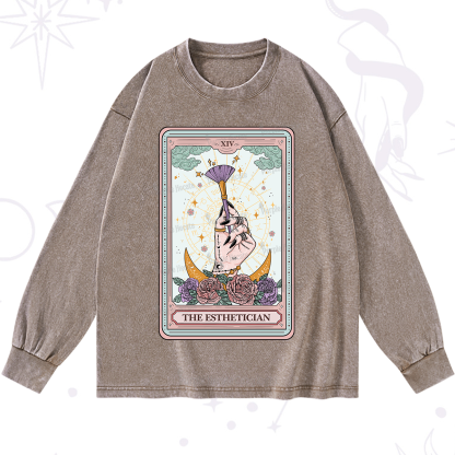 Purplehecate The Esthetician Tarot Card Washed Long Sleeve Shirt