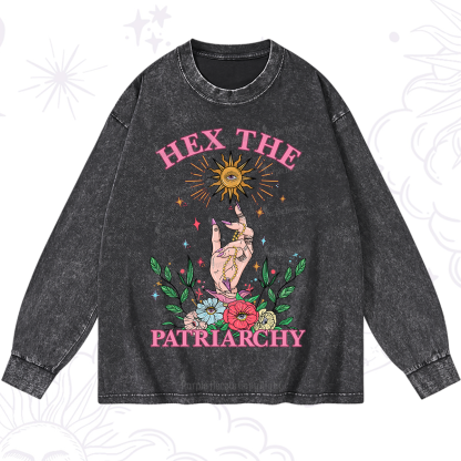 Purplehecate Hex The Patriarchy Witchy Washed Long Sleeve Shirt