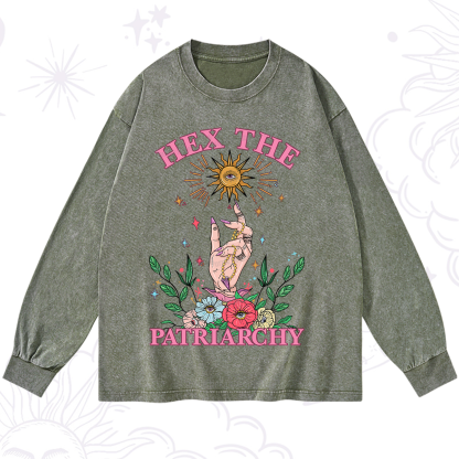 Purplehecate Hex The Patriarchy Witchy Washed Long Sleeve Shirt