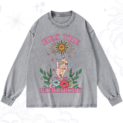 Purplehecate Hex The Patriarchy Witchy Washed Long Sleeve Shirt