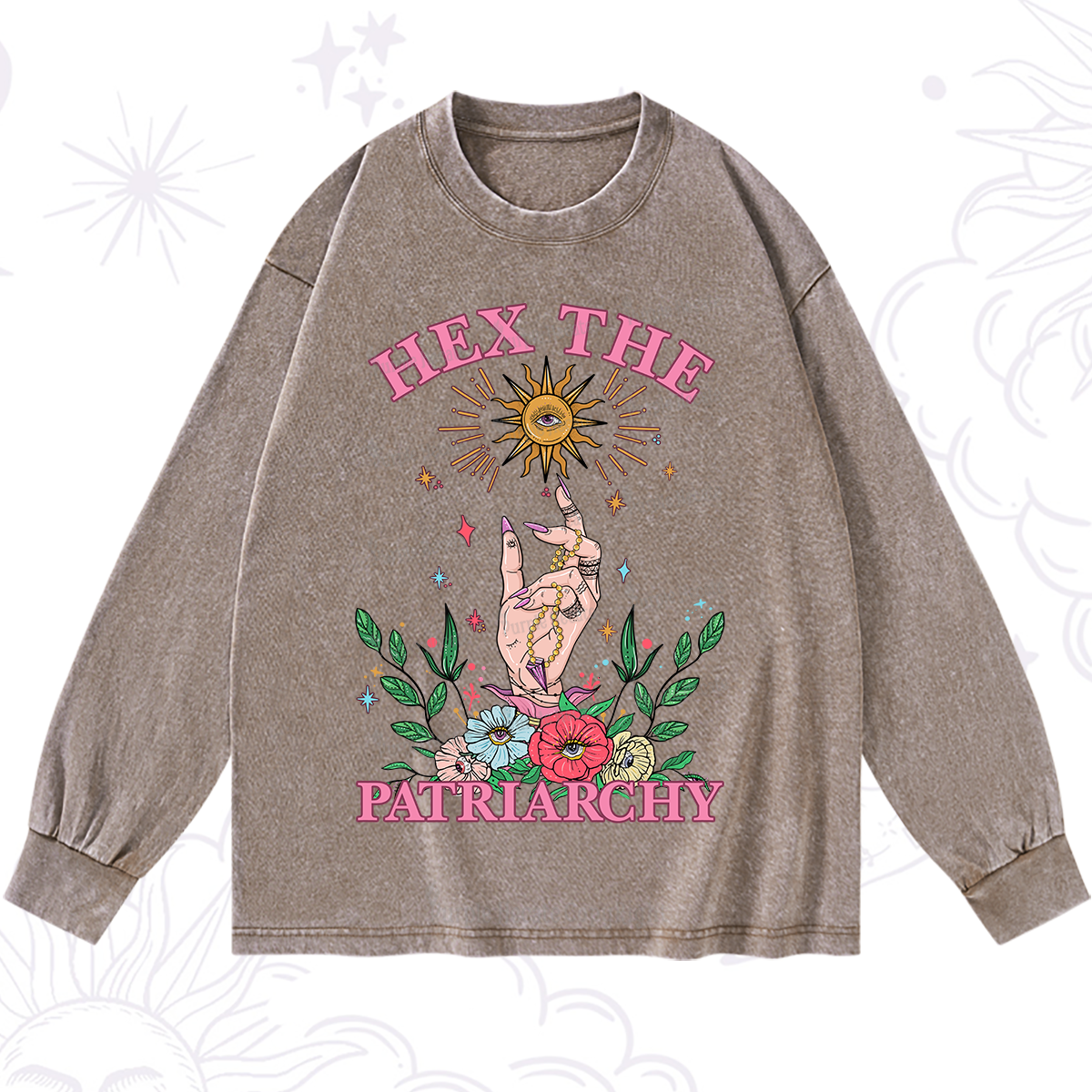 Purplehecate Hex The Patriarchy Witchy Washed Long Sleeve Shirt