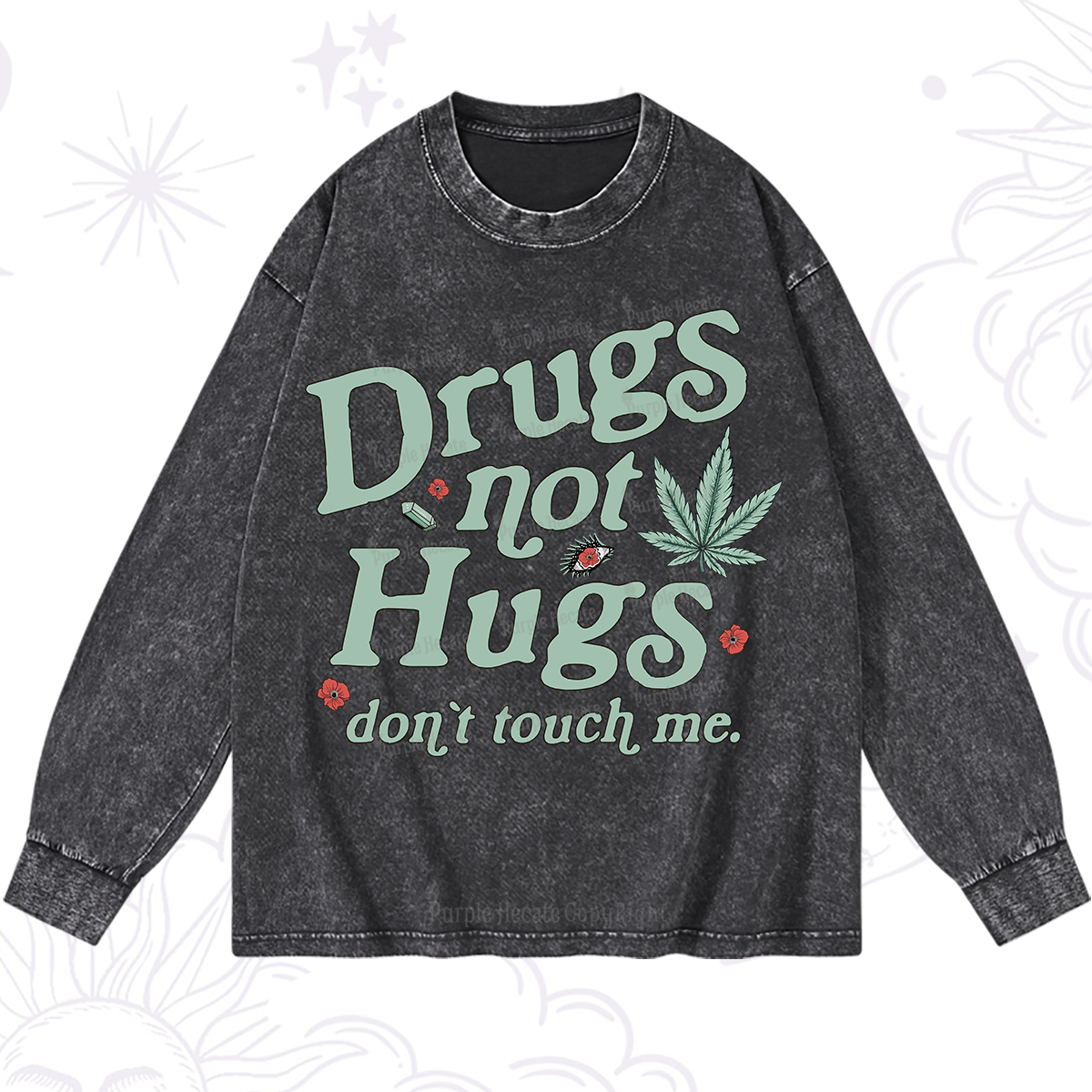 Purplehecate Sarcastic Weed Washed Long Sleeve Shirt