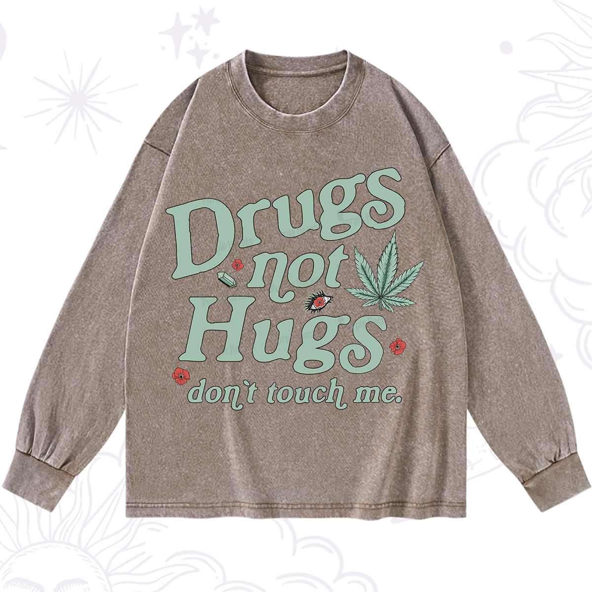 Purplehecate Sarcastic Weed Washed Long Sleeve Shirt