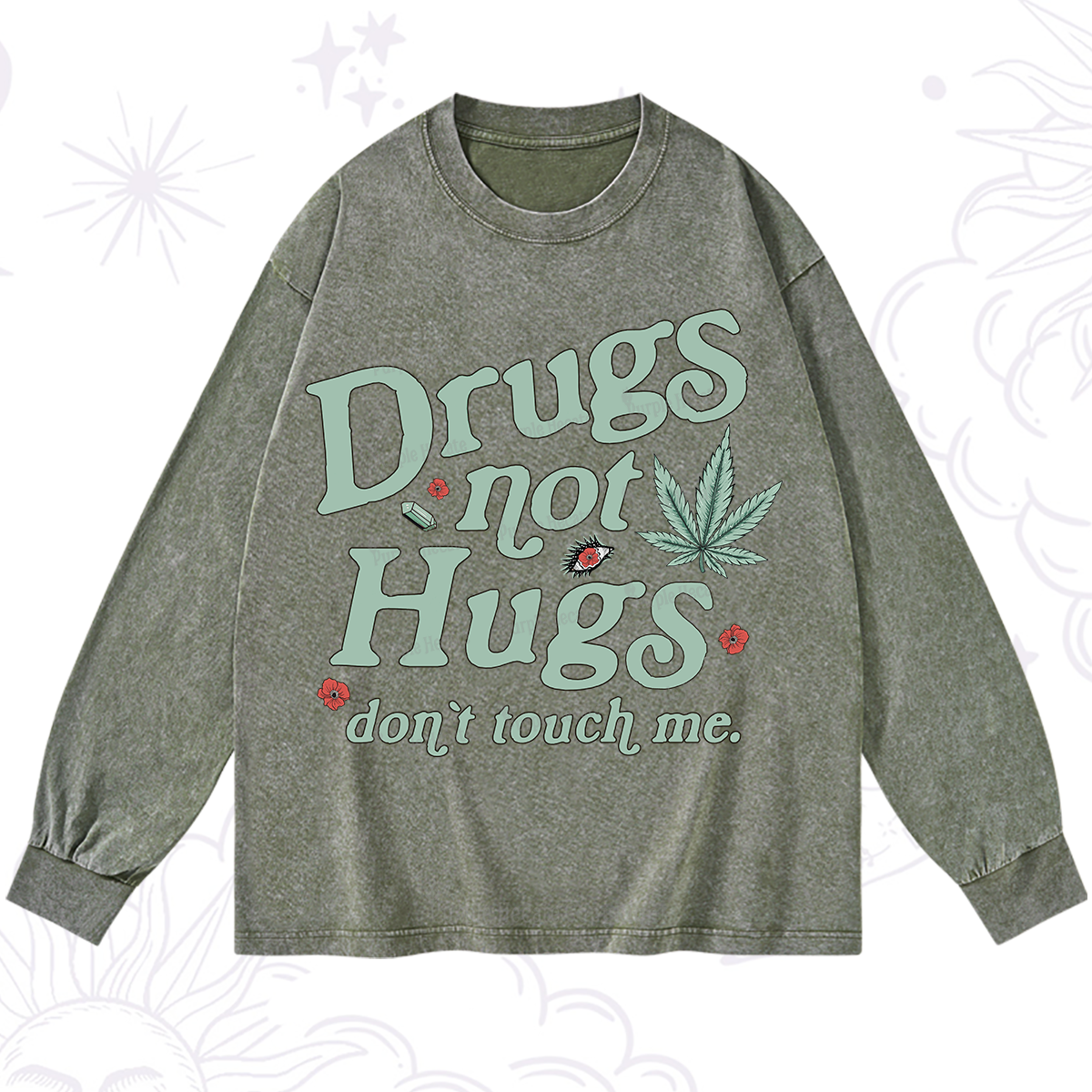 Purplehecate Sarcastic Weed Washed Long Sleeve Shirt