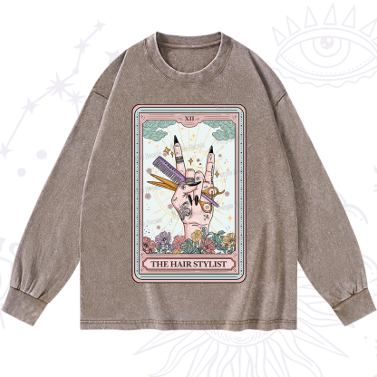 Purplehecate The Hair Stylist Tarot Washed Long Sleeve Shirt