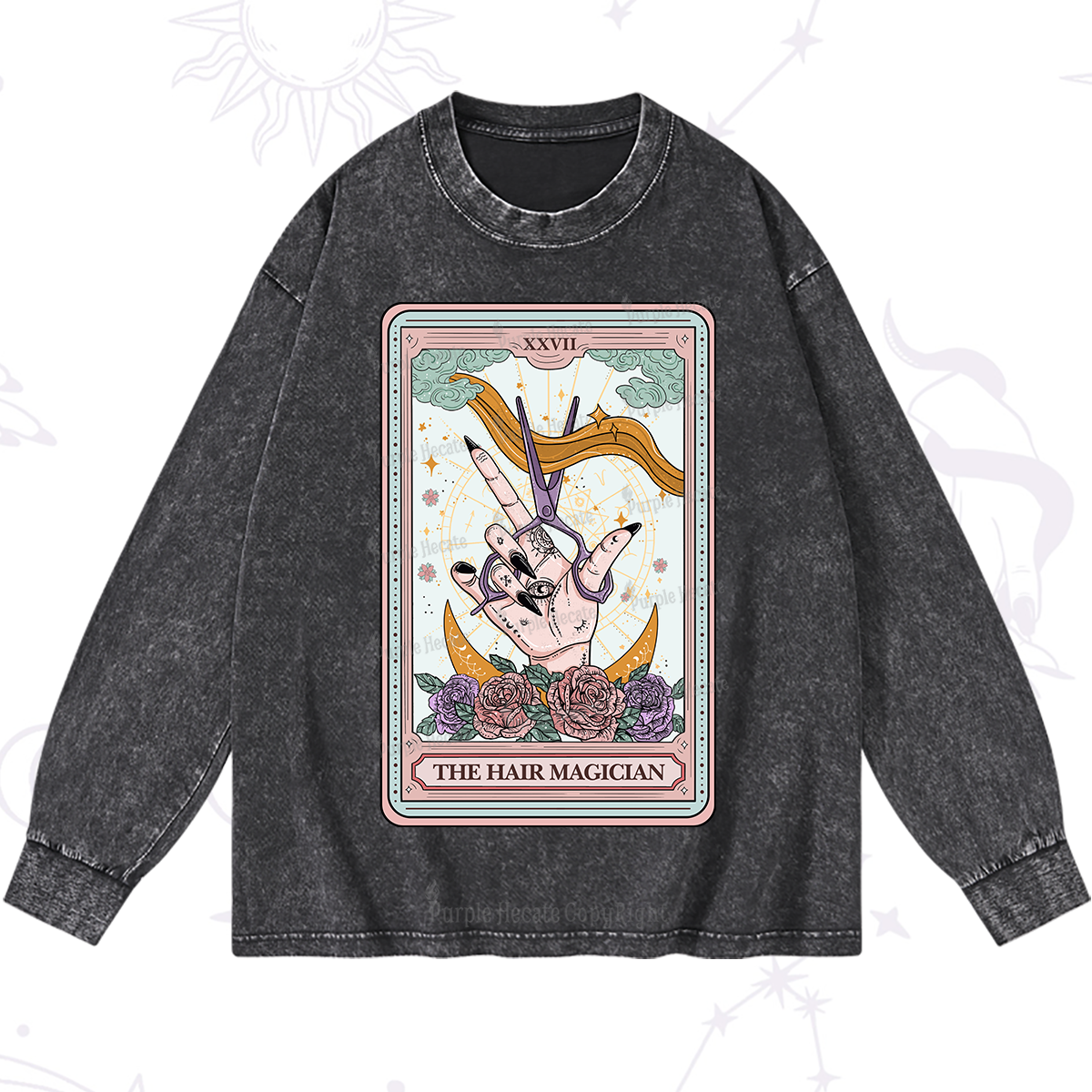 Purplehecate The Hair Magician Tarot Washed Long Sleeve Shirt