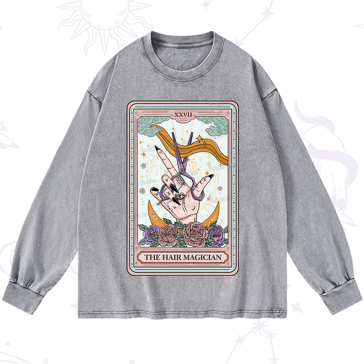 Purplehecate The Hair Magician Tarot Washed Long Sleeve Shirt