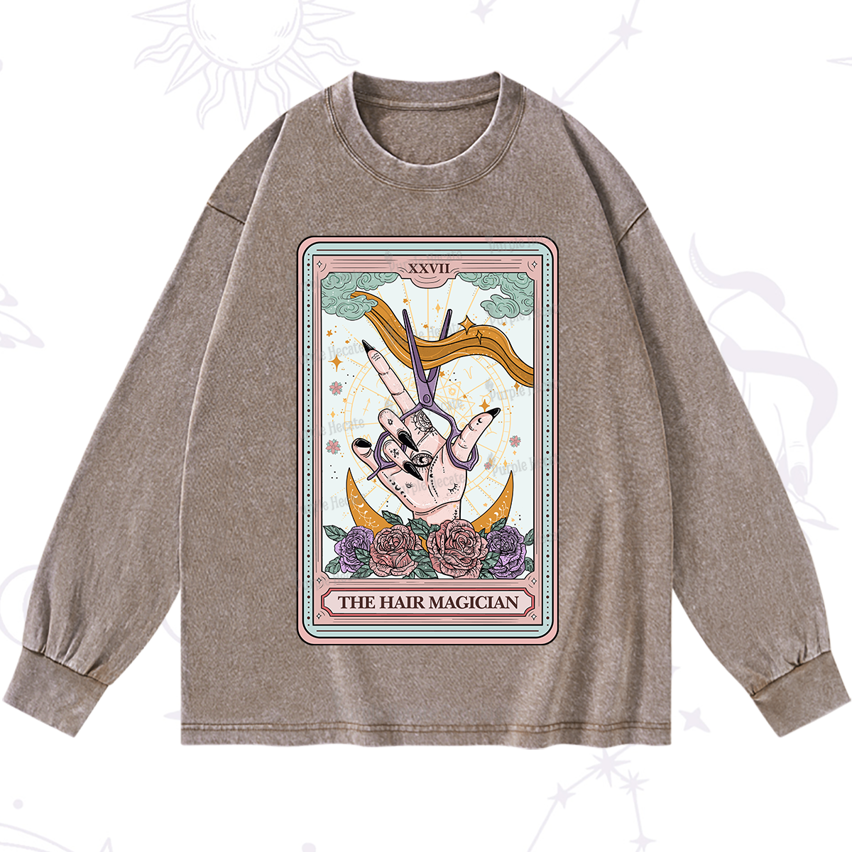 Purplehecate The Hair Magician Tarot Washed Long Sleeve Shirt