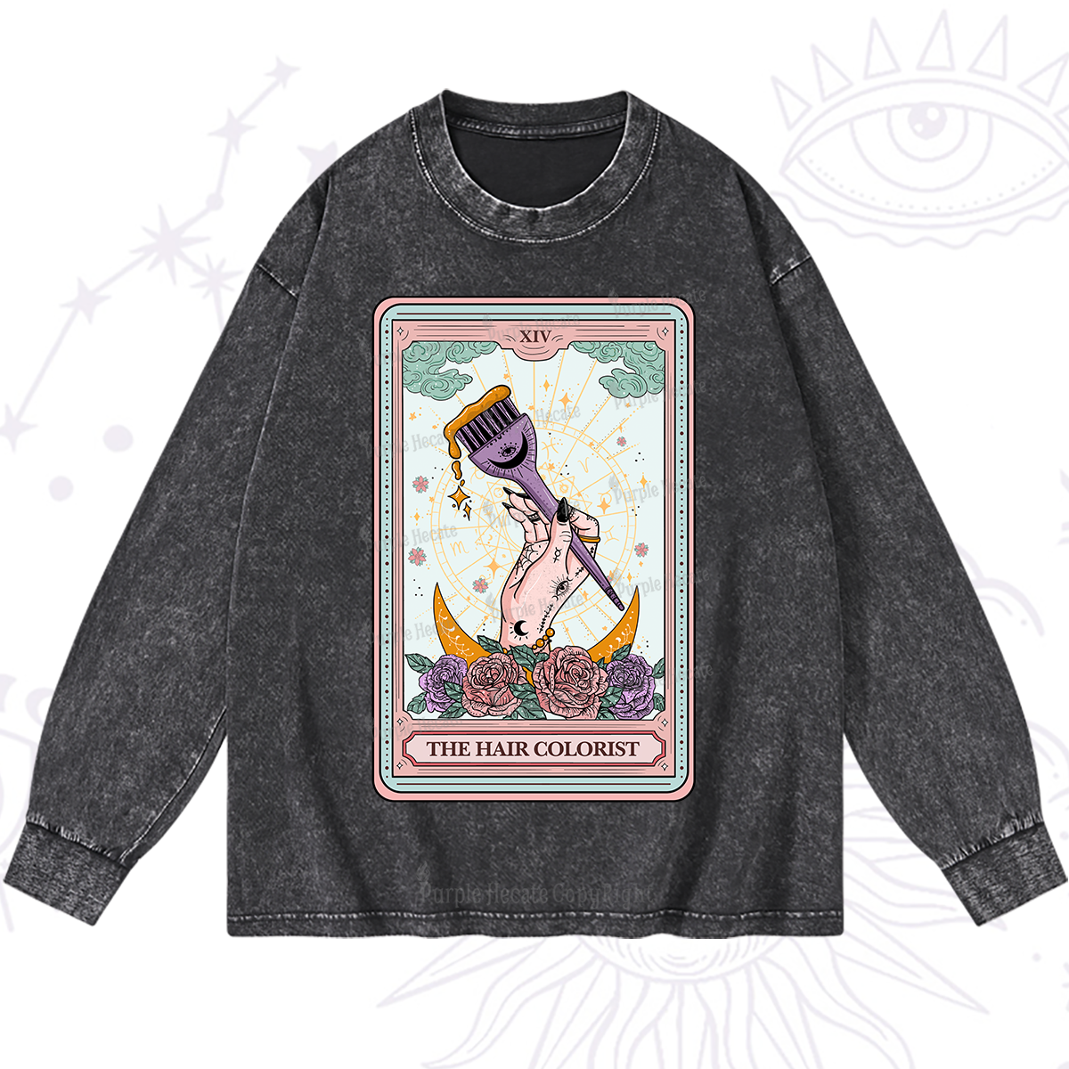 Purplehecate The Hair Colorist Tarot Washed Long Sleeve Shirt