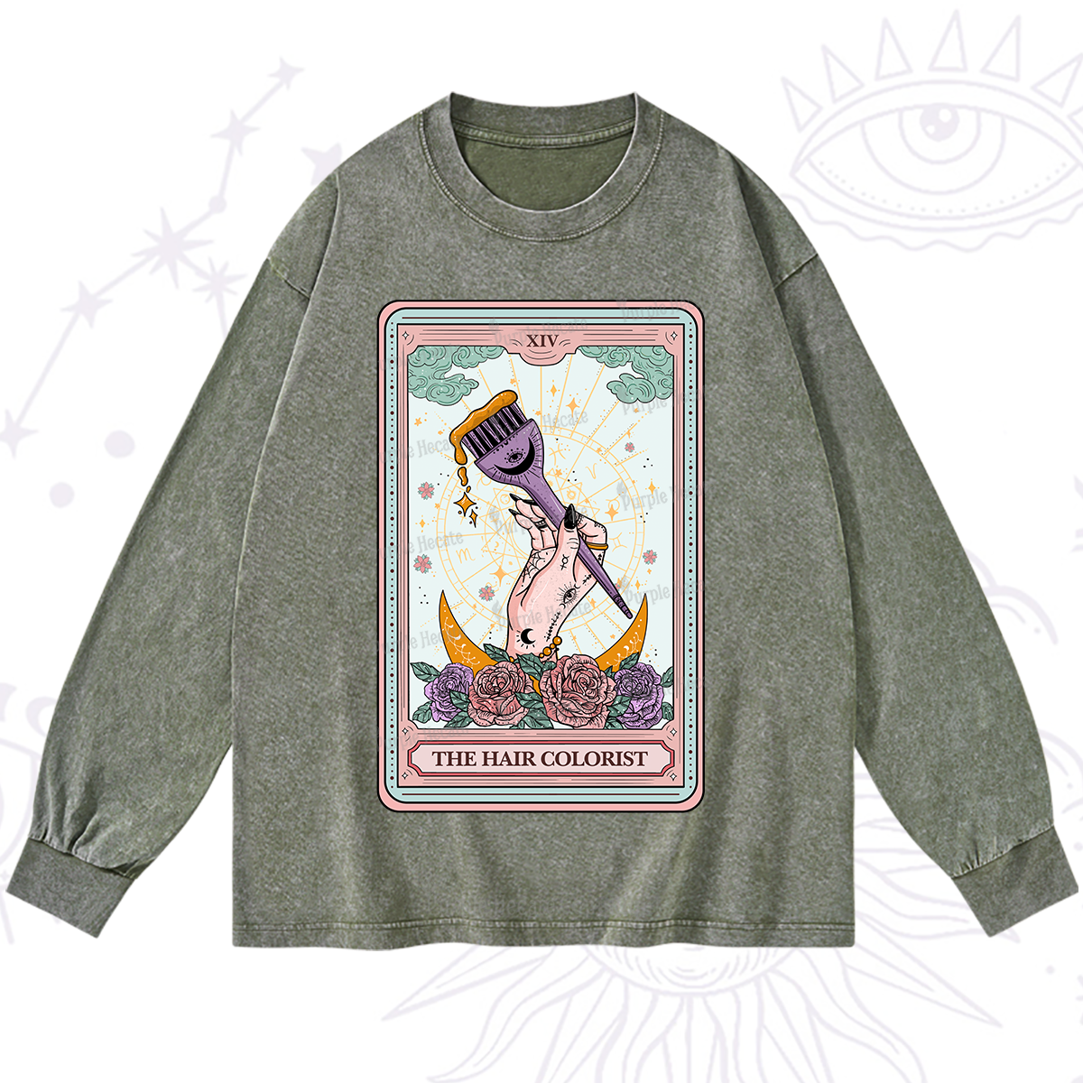 Purplehecate The Hair Colorist Tarot Washed Long Sleeve Shirt