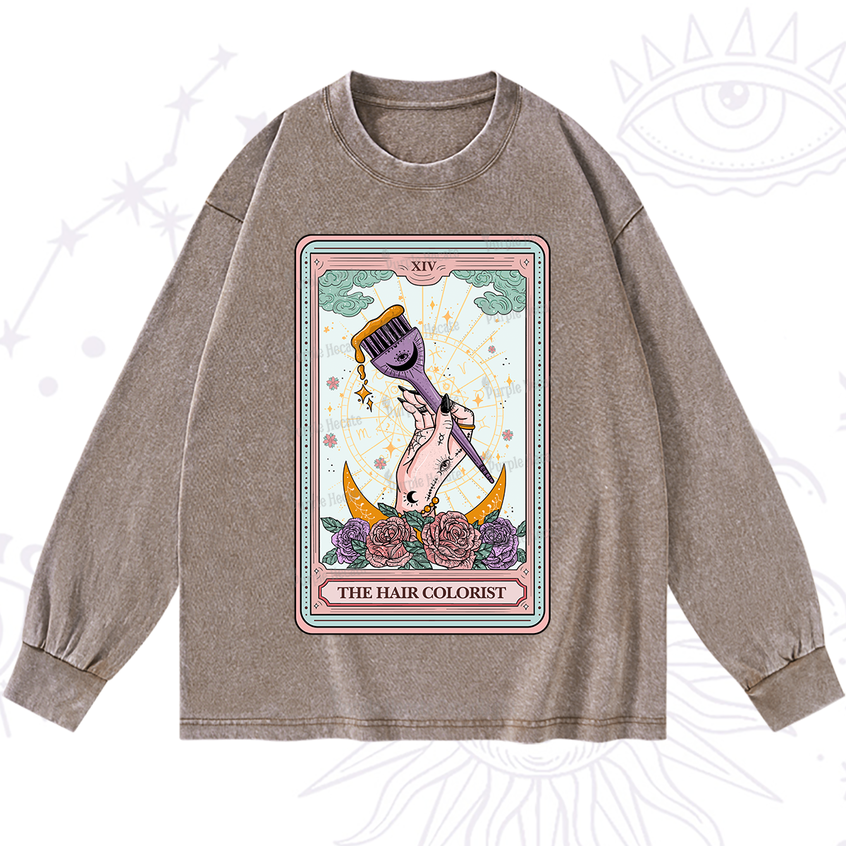Purplehecate The Hair Colorist Tarot Washed Long Sleeve Shirt