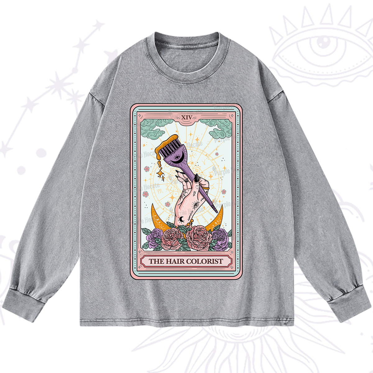 Purplehecate The Hair Colorist Tarot Washed Long Sleeve Shirt