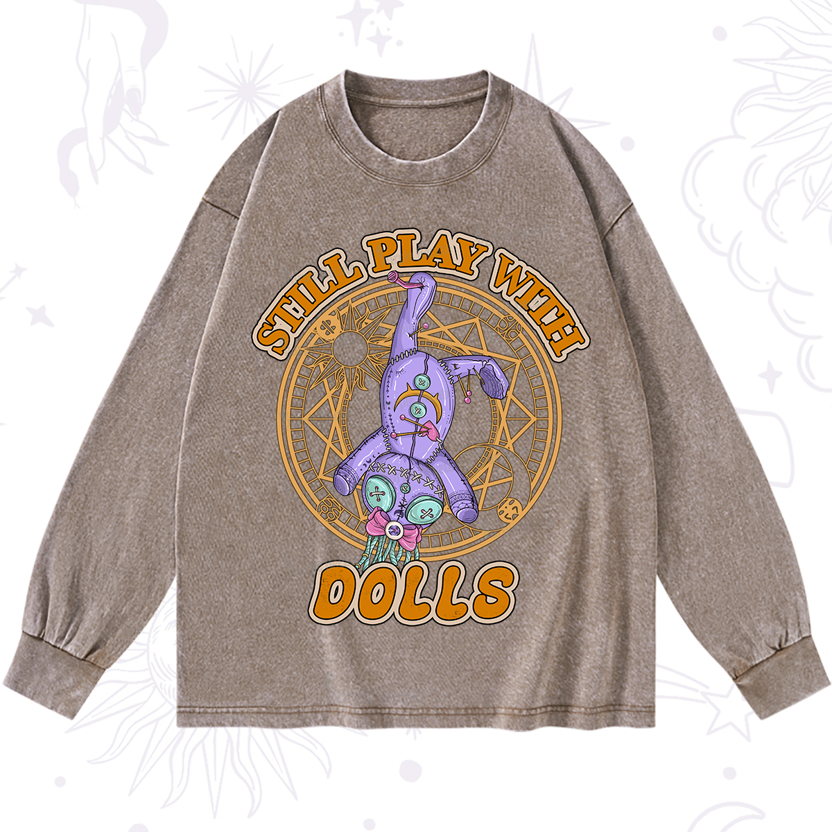 Purplehecate Still Plays With Dolls Washed Long Sleeve Shirt