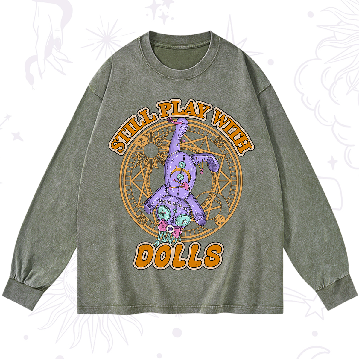 Purplehecate Still Plays With Dolls Washed Long Sleeve Shirt