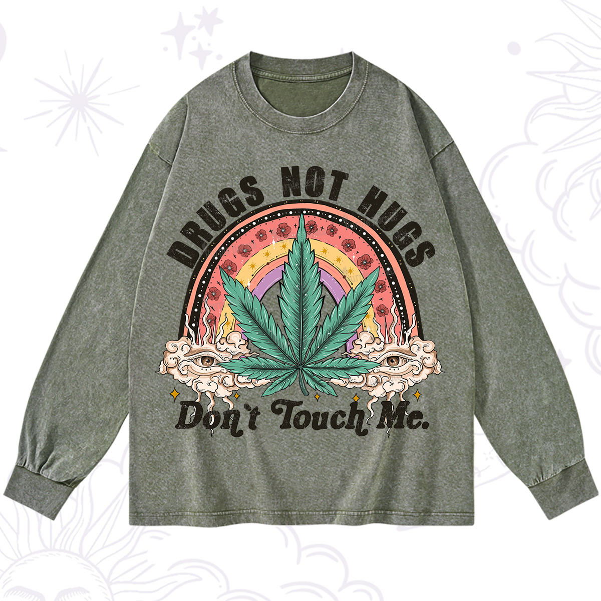 Purplehecate Drugs Not Hugs Washed Long Sleeve Shirt