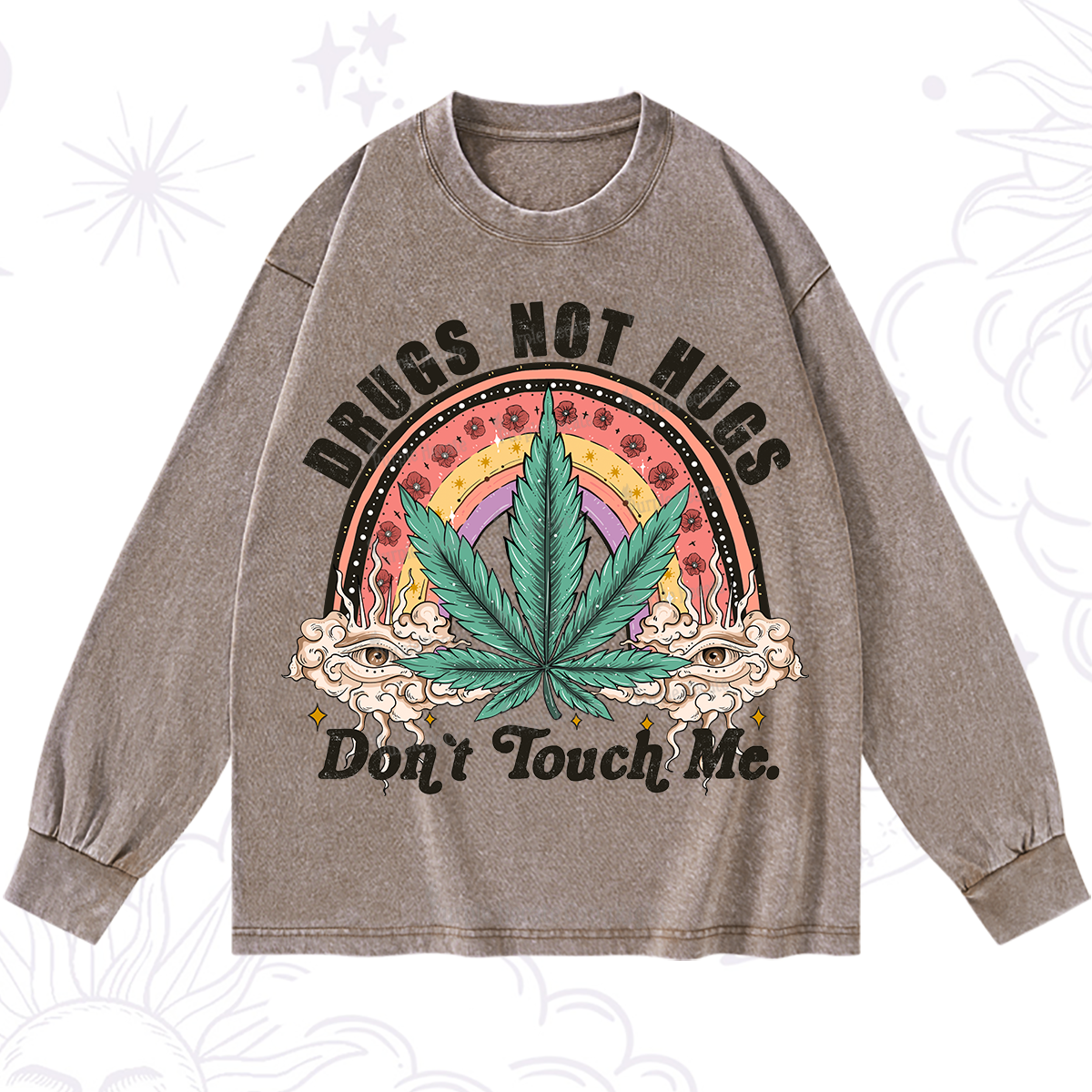 Purplehecate Drugs Not Hugs Washed Long Sleeve Shirt