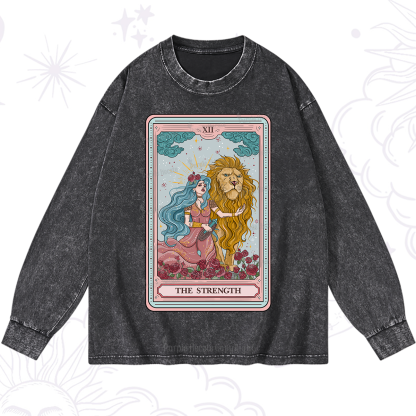 Purplehecate The Strength Tarot Washed Long Sleeve Shirt