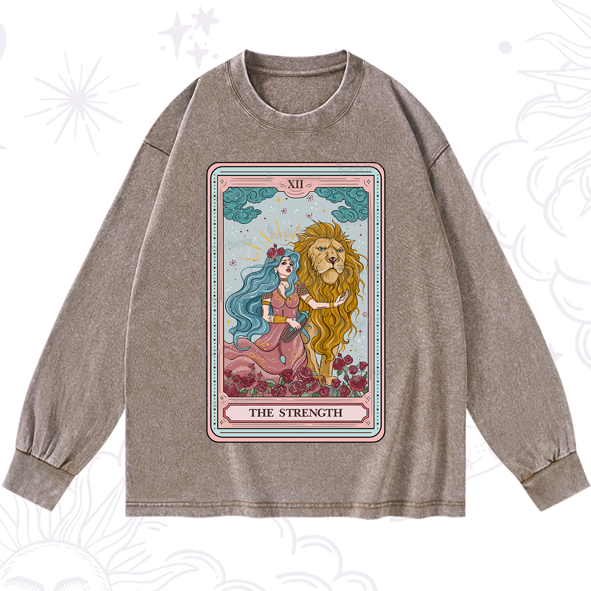Purplehecate The Strength Tarot Washed Long Sleeve Shirt