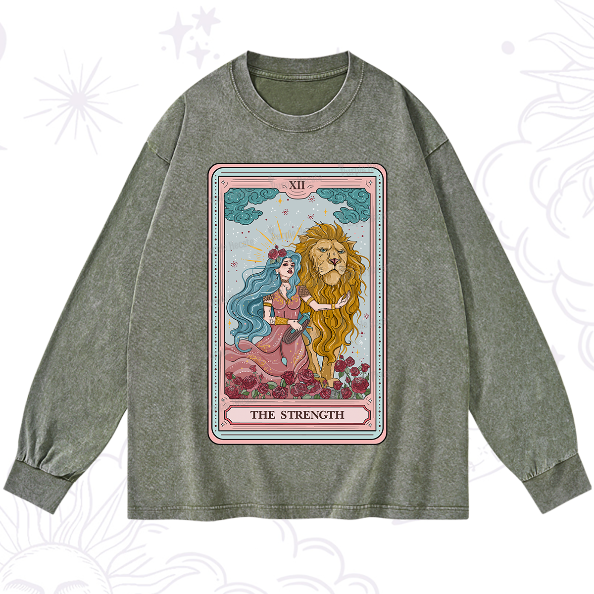 Purplehecate The Strength Tarot Washed Long Sleeve Shirt