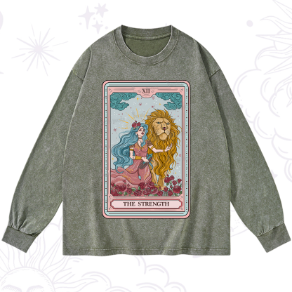Purplehecate The Strength Tarot Washed Long Sleeve Shirt