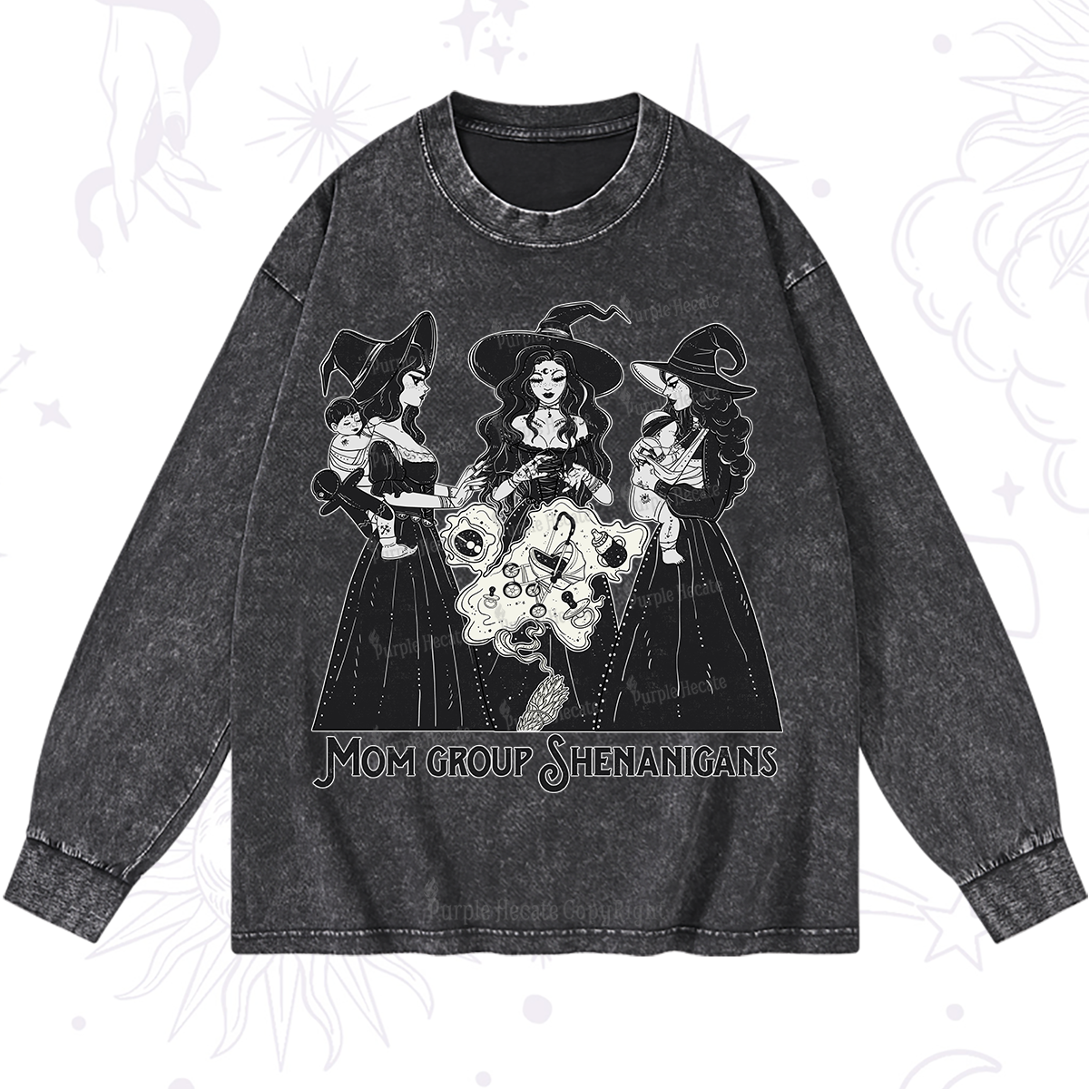 Purplehecate Mom Group Shenanigans Washed Long Sleeve Shirt