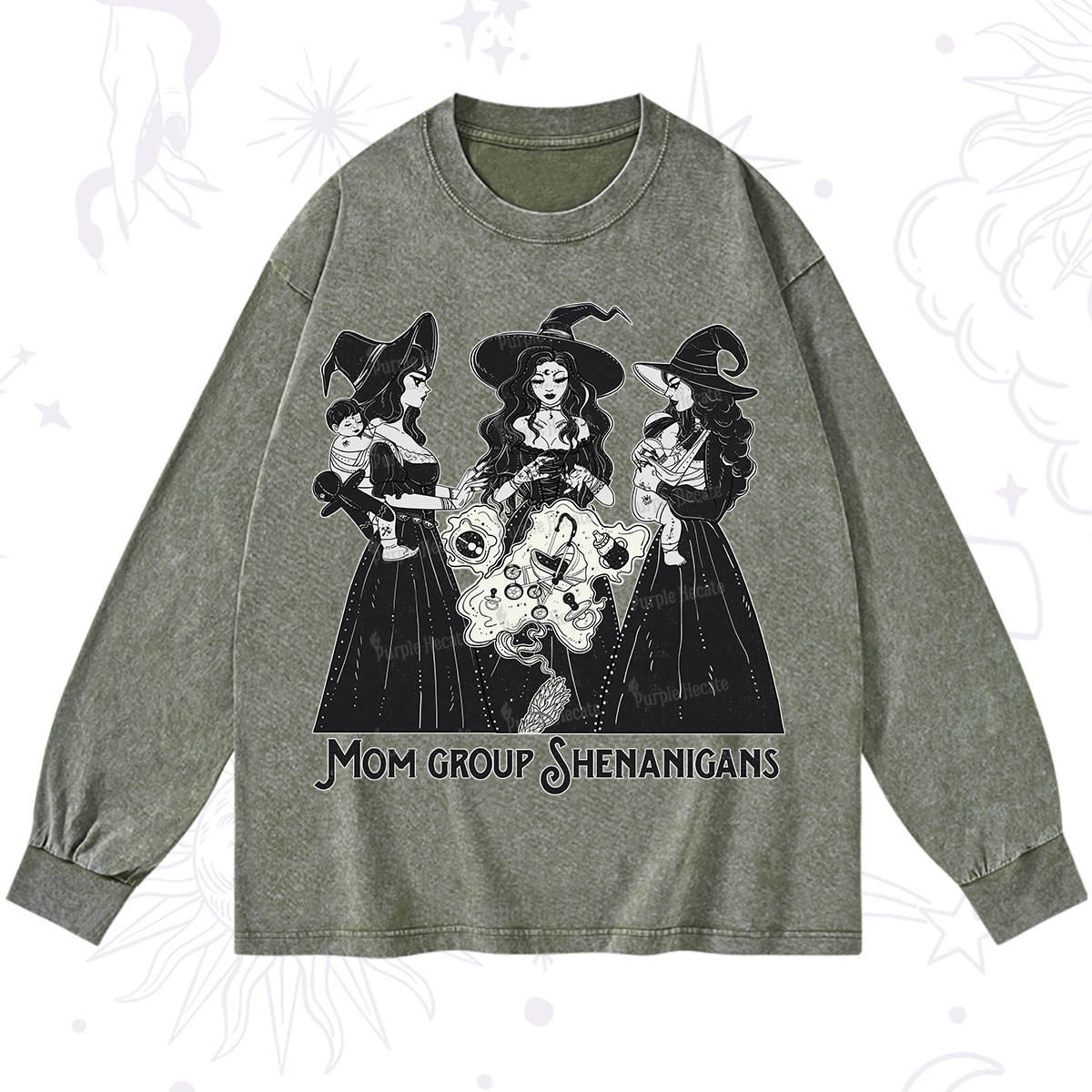 Purplehecate Mom Group Shenanigans Washed Long Sleeve Shirt