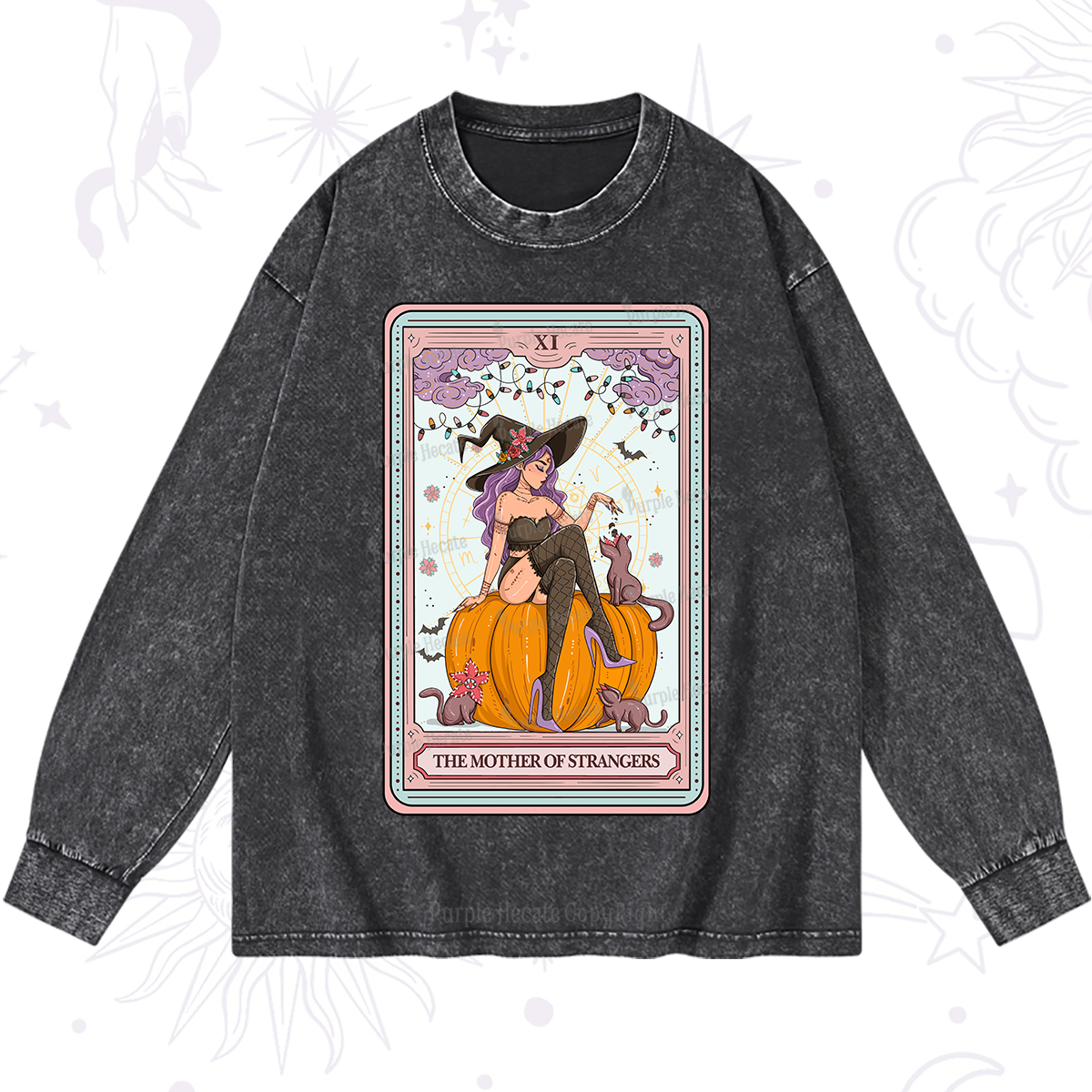 Purplehecate The Mother Of Strangers Tarot Washed Long Sleeve Shirt