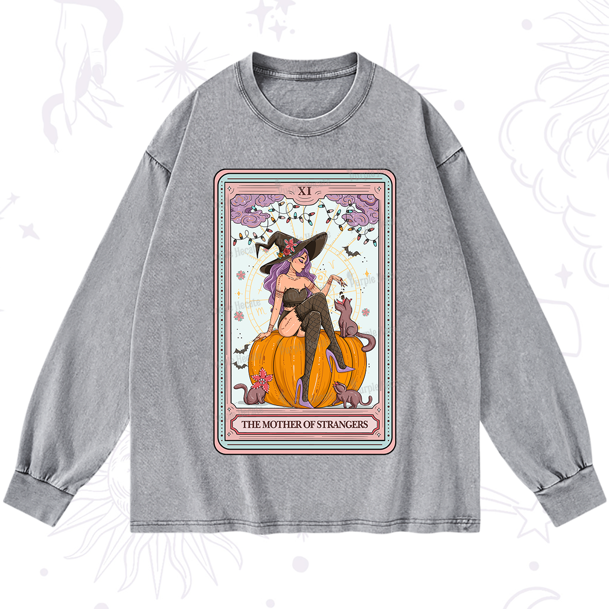 Purplehecate The Mother Of Strangers Tarot Washed Long Sleeve Shirt